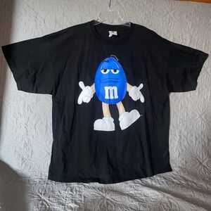 Vintage Blue M&M'S Double Sided black t-shirt men's XL Y2K Retro